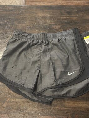 Nike Black Athletic Running Shorts with White Swoosh